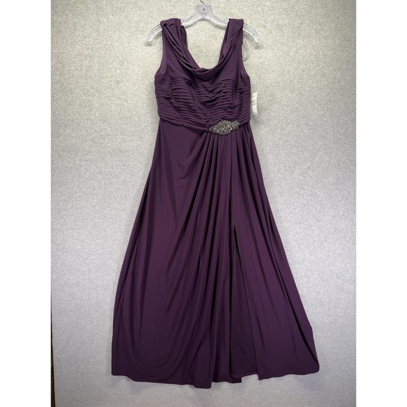 Alex Evenings Dress Womens 8P Purple Beaded Cowl Neck Formal Gown New 82351491 - Picture 1 of 9